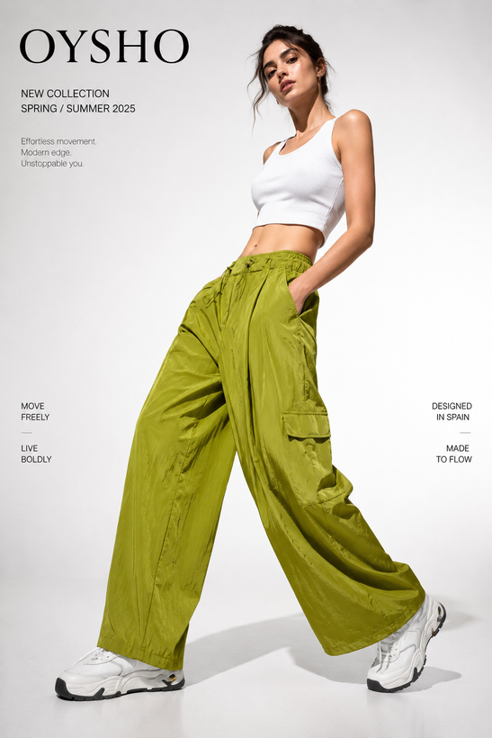 شلوار کارگو نایلونی اویشو – OYSHO Water-Repellent Nylon Cargo Trousers